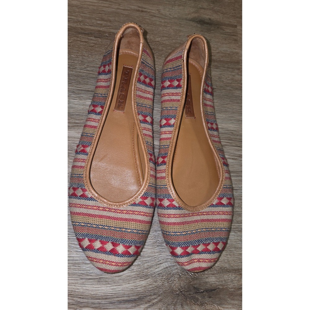 TRASK size 9M Flat Shoes Canvas Leather Native Navajo Blanket
